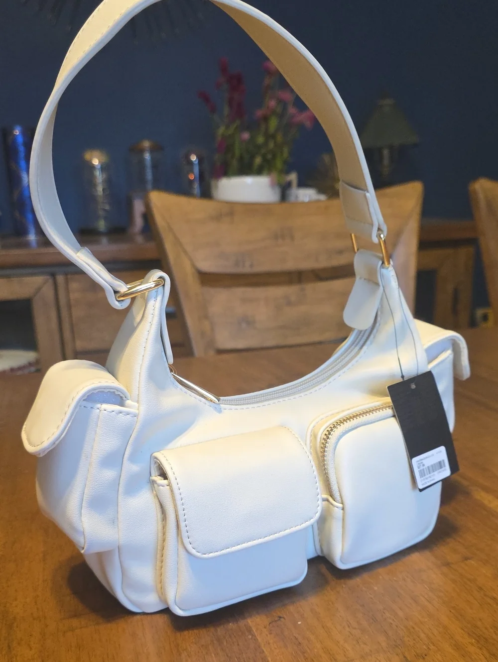 Forever 21 NWT Cream Multi-Pocket Shoulder Bag
